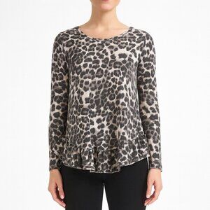 womens leopard print long sleeve pullover top size M